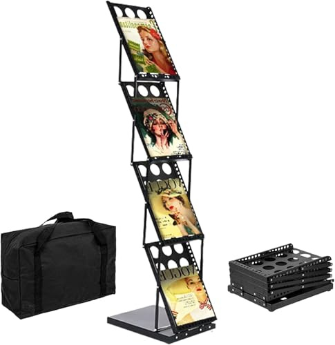 THCTYRP Soporte para catálogos, revistas y folletos, soporte plegable de 4 capas A4, soporte vertical de pie para revistas de moda