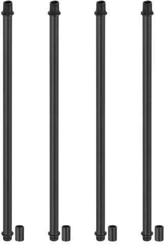 PATIKIL Kit Tige de Lampe à Tube Droit, 4 Ensemble M10 Acier au Carbone 300mm(11.81) Long Tige Filetée à Double Extrémité avec Écrous D'Accouplement Connecteur à Manchon, Noir