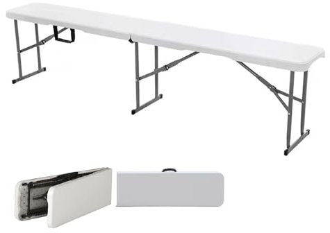 DXDRT Banco Plegable De Plástico,180 CM Banco para Cerveza Impermeable De Hdpe con Asa De Transporte, Banco Catering Portátil para Acampar,Exterior,Jardín,Fútbol,Deportes,Fiestas,Pícnic
