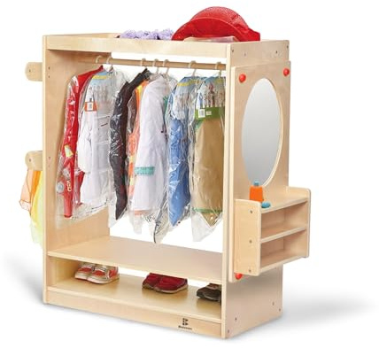 Bolocon Kids Dress Up Center Girls/Boys Pretend Play Closet, Clothes Rack with Organizer Mirror Set, Cubbies for Costume,Toddler Montessori Furniture, Wardrobe for Daycare//Preschool (Standard)