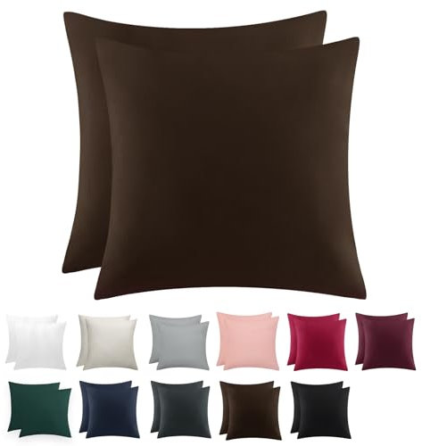RUIKASI Kissenbezug 80 x 80 Braun 2er Set - Oeko Tex Kopfkissenbezug 80x80 Kissen Bezug 80x80cm mit Reißverschluss aus Mikrofaser, Polsterbezug Doppelpack Set Pillow Case Pillow Cover