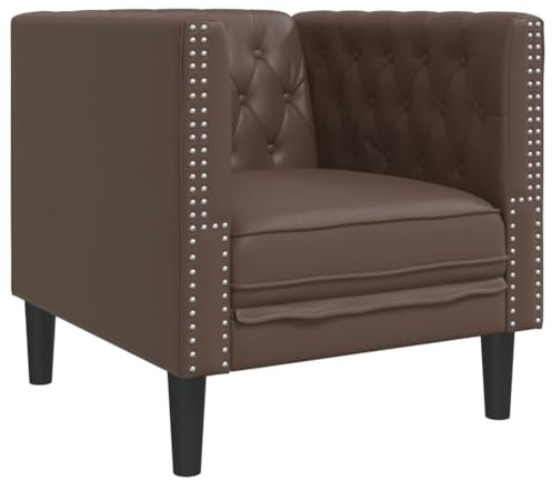vidaXL Sillón Chesterfield de Cuero Artificial marrón, Silla Chesterfield, sillón, sofá Individual, sillas Chesterfield, sillones, sofás