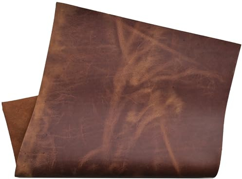 HAPPER STUDIO kohud 2 mm tjocklek pull-Up Crazy Horse läder. Äkta läderblad för hantverk (6, brun whisky 1,7 mm, A5 (148 x 210 mm))