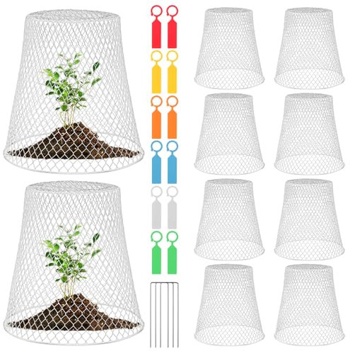 Faankiton 10PCS Cloche de Jardin en Métal, Cloche de Jardin en Fil de Fer, Cloche de Plante en Fil de Jardin en Métal, Cloche de Protection en Métal pour Jardin, Cage de Protection des Plantes, Blanc