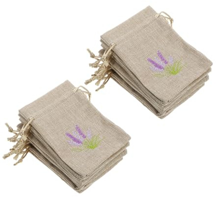 GLEAVI 22 Sacchetti in Iuta Chiusura a Coulisse, Sacchetti Ricaricabili per Lavanda, Organizzatori per Gioielli Motivo Ricamato, Dimensioni 10x14 Cm, Uso Personale e Regali
