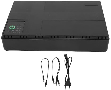 Eujgoov 8800MAH Mini UPS Strömförsörjning, Flera Utgångar, USB DC med 18W Utgångseffekt Kompatibla för Routrar, Modem, Säkerhetskameror, Smartphones, Faxmaskiner (EU)