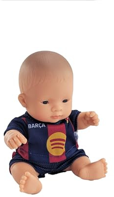 Miniland FC Barcelona - Poupée 21 cm avec Tenue Officielle Blaugrana, Poupée de Football Barça Articulée et de Collection, Licence Officielle (Asiatique)