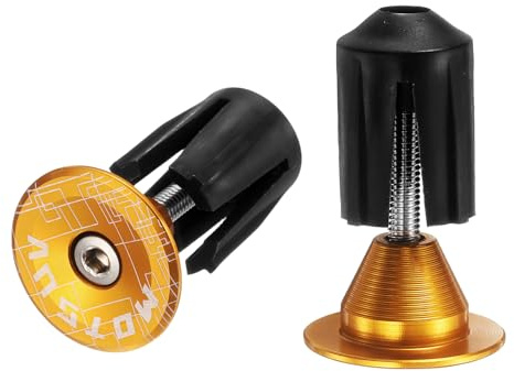 QUARKZMAN Tapones Para Manillar De Aluminio Tapones Para Extremos De Manillar Para Bicicleta 0.7oz Sistema De Expansión Y Bloqueo Para MTB Carretera BMX Bicicleta De Piñón Fijo Amarillo