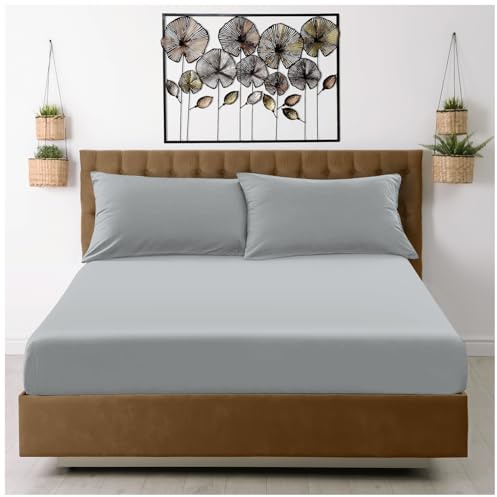 GC GAVENO CAVAILIA Microfiber Super King Fitted Sheet (25cm) Deep Bed Sheets - Breathable, Fade & Wrinkle Resistant - Elasticated Corners - Mattress Bedsheet (182x200cm) - Grey