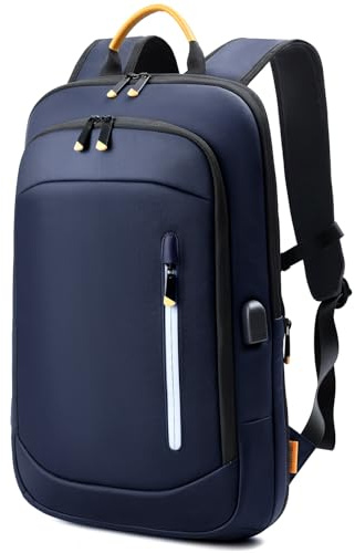 Lekespring Laptop Backpack for Men, 17.3 Inch Slim Business Travel Rucksack | with USB Charging Port, Expandable Water-resistant Lightweight Computer Bag, Blue