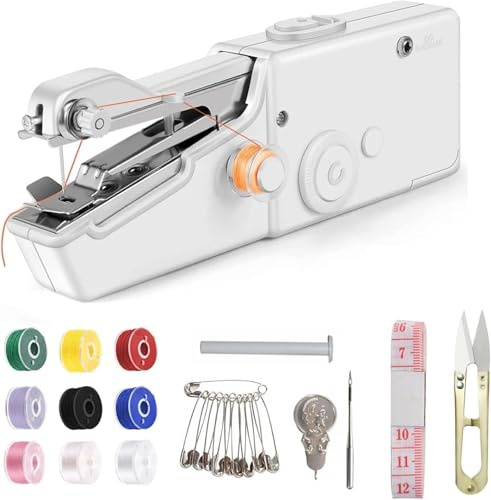 Máquina de Coser Portátil, Mini Máquina de Coser Portátil Para Principiantes y Profesionales Costura Rápida con Kit de Accesorios Para Ropa, Cortinas, Manualidades, Hogar y Viajes