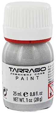 Tarrago | Sneakers Paint 25 ml con Pincel y Esponja | Colores Metalizados | Pintura para Sneakers y Zapatillas Deportivas de Cuero, Cuero Sintético y Lona (Plata Vieja 502)