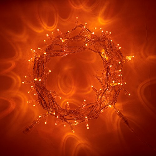 Lights4fun - Serie CORE - Catena Prolungabile di Luci con 400 LED Ambra su 40m di Cavo Trasparente per Interni ed Esterni