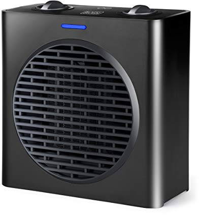 BLACK+DECKER BXSH1500E - Radiateur soufflant 1500W, 2 puissances de chauffage, Système PTC, Fonction ventilateur, Surface jusqu'à 15m2, Système anti-surchauffe, Noir