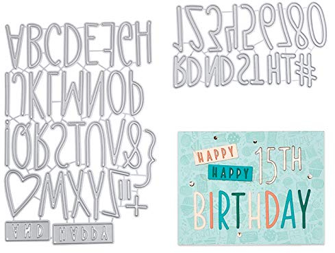 VINFUTUR 2 Set Stanzschablonen Buchstaben und Zahlen Metall Prägeschablonen Stanzformen Schneiden für DIY Karte Sammelalbum Scrapbooking Fotoalbum Deko Cutting Dies