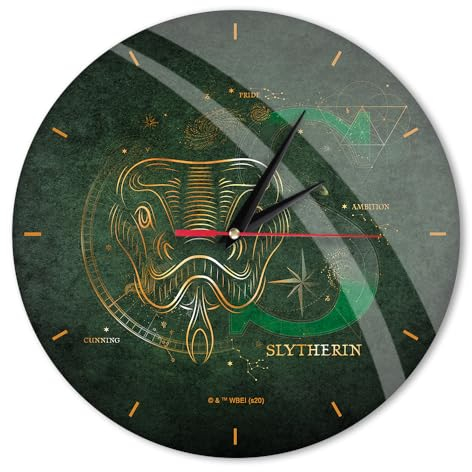 ERT GROUP Original und offiziell Lizenziertes Harry Potter Wanduhr Glänzend Harry Potter 011 Harry Potter Grün Leise, Einzigartiges Design, Lackierte Metallzeiger, 30,5 cm (12)