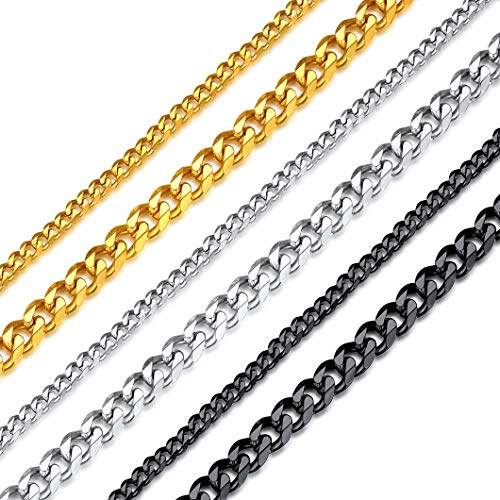 Richsteel Cadena Cubana Eslabones 6mm y 50cm Collar Mujer Plata Hombres Cadena Acero Inoxidable