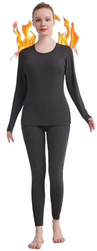 Biancheria Intima Termica da Donna Long Johns Set di Biancheria Intima Termica da Donna Tinta Unita Ultra Morbida Strato Base Regali con Scatola, XXL
