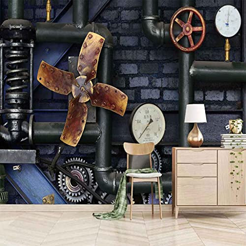 FVGKYS Papel Pintado Pared Autoadhesivo 3D Engranajes De Metal Vintage Papel Tapiz Modernas Para Sala De Estar Dormitorio Baño Oficina Pasillo Decoración 300x210cm Personalizado Fondo De Pantalla