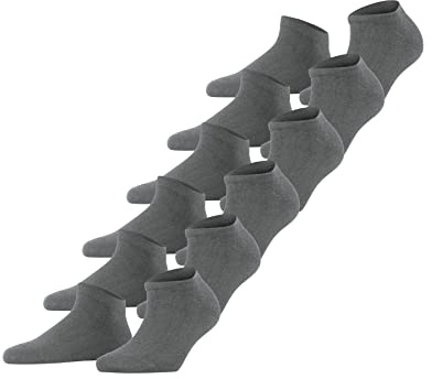 FALKE Damen Sneakersocken Happy Multipack W Sn Baumwolle kurz einfarbig 6 Paar, Grau Light Grey Melange 3390, 39-42