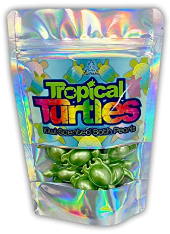 Tropical Turtles. 15 Kiwi Scented Bath Oil Pearls. Turtle Themed Gift. Ideal Small Gift, Stocking Filler, Advent Calendar Filler. Bath Oil Pearls.
