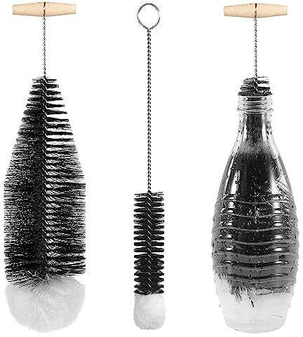 Osznmmg 2 Stück Flaschenbürste, Schwarzes Flaschenbürste Set, Kratzfreie reinigungsbürste Flasche mit Baumwollkopf, Flaschenbürste für Babyflaschen, Sportflaschen, Glasflaschen