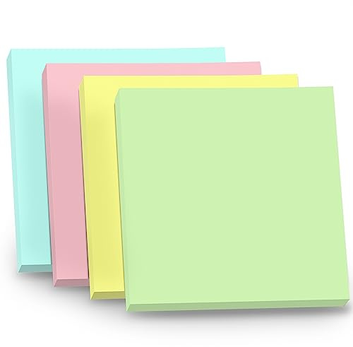 WAYTEX - Lote de 400 notas adhesivas reposicionables (4 bloques de 100 unidades, 75 x 75 mm, 4 colores, color pastel