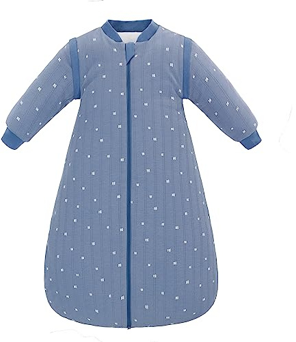 amo nenes Babyschlafsack 2.5 TOG, Baby Autumn Winter Long Sleeve Schlafsack, 100% Baumwolle, abnehmbare Ärmel, Length 72cm, 0-6 Monate (Blau)
