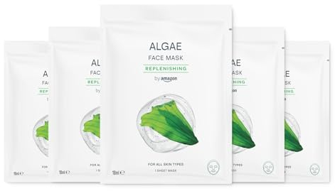 by Amazon Masque en tissu pour le visage reconstituant aux algues, 18 ml, Lot de 5