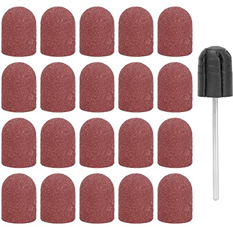 Tapas de Lijado para Uñas, 20 Piezas, Bandas de Lijado con Taladro, Puntas de Lima Profesional para Manicura y Pedicura