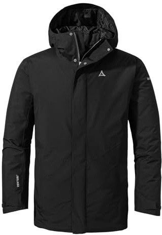 Schöffel Herren Parka Style Froda MNS, atmungsaktiver, wasserdichter Parka mit 2-Wege-Stretch, leichte Outdoorjacke mit verstellbarer Kapuze, black, 52