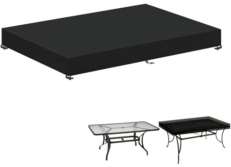 LAMUNI Funda Mesa Exterior Impermeable Cubierta de Mesa de Jardín Anti-Viento Funda Protectora Muebles Jardin Antipolvo Fundas para Mesa Exterior Anti-UV Funda Mesa Jardin Rectangular, 160x90x15cm