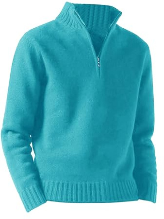 Abrigos de invierno para niños y hombres, otoño e invierno, suéter liso con cremallera de un cuarto, suéter informal de punto, cuello alto, suéter de punto, suéter de 10 estrellas, azul, 3XL