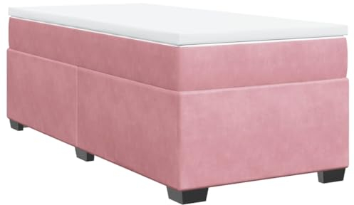 vidaXL Ramsäng med madrass rosa 90x190 cm sammet