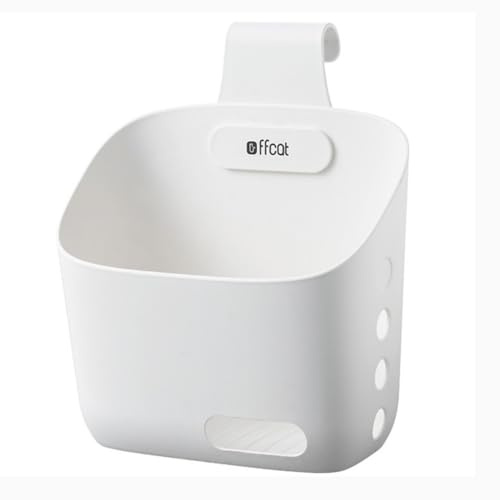 Pequeña cesta colgante de plástico con ganchos, ahorra espacio, apilable, pequeña cesta colgante, con gancho para drenaje, maceta para colgar para baño, cocina, dormitorio (blanco grande)