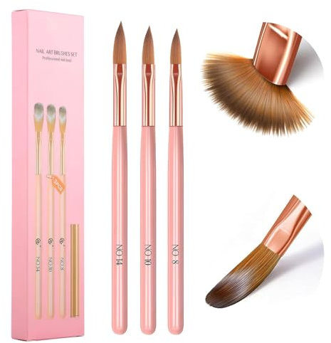 3 Stück Acryl Pinsel für Nägel,Acrylpinsel Nägel,Acrylnägel Pinsel,Gel Pinsel für Nägel,mit Tube Und Box,Nailart-Pinsel Zum Auftragen Von Acryl,Nagelverlängerungen,Nagelgravur