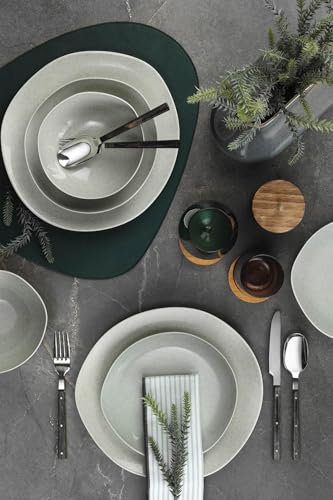 Ensemble de dîner élégant de 24 pièces, 100% porcelaine. Comprend 6 assiettes de service (30 cm), 6 assiettes à dîner (22 cm), 6 bols (17 cm), 6 assiettes à dessert, passe au lave-vaisselle et au