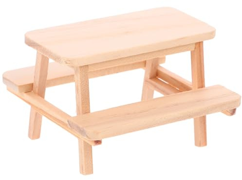 Gatuida Modèle de Table et Chaise en Bois poupées Tout Petit Table de Maison de poupée Banc de Pique- Miniature Accessoire Ornement Miniature Mini mobilier de Maison Doux Mini Meubles
