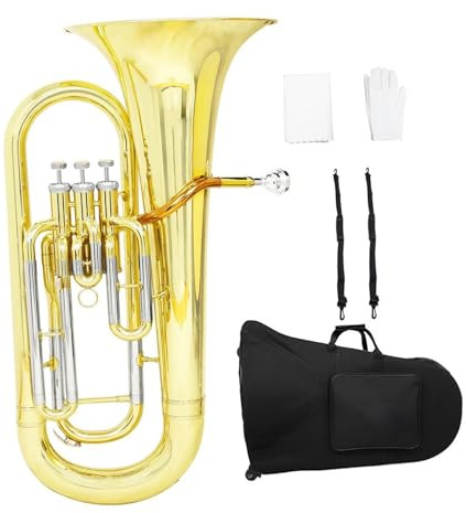 Euphonium Bb Flaches Euphonium Messingrohrkörper 3 Tasten Baritonhorn Bass Musikinstrumentenset Zubehör(Type1 730C)