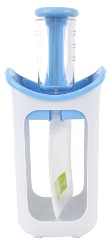 Asixxsix Station de Compression, Remplissage de Sachets de Nourriture pour bébé Fait Maison pour Smoothies en Purée, Passe au Lave-vaisselle, Matériau ABS sans BPA avec 10 Sachets pour (BLUE)