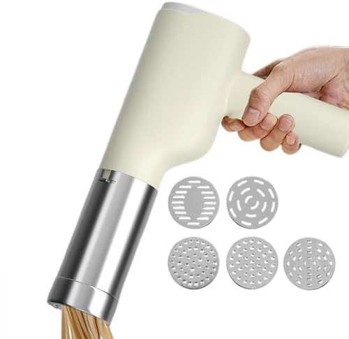Máquina para hacer fideos eléctrica - Prensa cortadora de pasta automática recargable, moldeadora de con múltiples moldes | Accesorio de producción de espaguetis para cocinar en la c