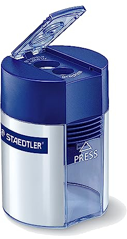 Staedtler Metal Double Hole Sharpener with Tub, 512001BK by Staedtler