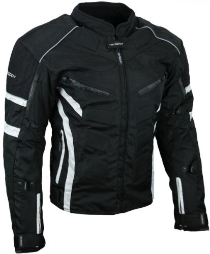 HEYBERRY Kurze Textil Motorrad Jacke Motorradjacke Schwarz Weiß Gr. XXL
