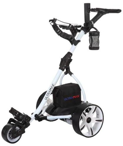 Ultramax Chariot de golf électrique avec batterie au lithium 36 trous et chargeur | Accessoires gratuits | 9 vitesses de contrôle | Distance automatique | Aluminium pliable léger