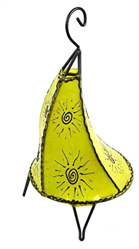 Pelle – Lampada da tavolo Henna lampada in pelle lampada Henna tissir sole giallo