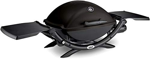 Weber Q2200 Barbecue a Gas, Superficie di Cottura 54 x 39 cm, 1 Bruciatore, Ripiani Laterali ripiegabili, Griglia in ghisa Smaltata in 2 Pezzi, termometro sul Coperchio - Nero (54010029)