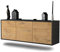 Dekati Lowboard Virginia Beach hängend (136x47x35cm) Korpus anthrazit matt - Front Holz-Design Eiche - Push to Open - hochwertige Leichtlaufschienen