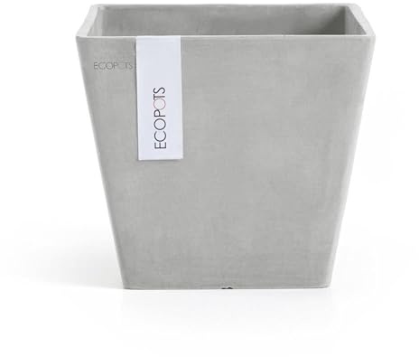 Ashortwalk ECOPOTS Rotterdam plant pot made from recycled plastic (Width 40cm x Length 40cm x Height 35cm) (White)