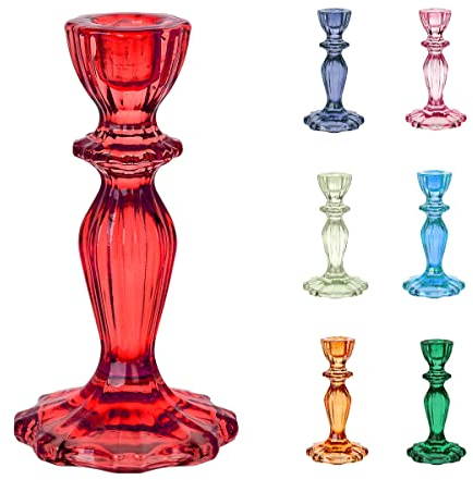 Talking Tables, Kerzenständer aus rotem Glas | Kegel Kerzenständer für drinnen oder draußen, Elegante Weihnachtstischdekoration oder Wohnkultur, Dinnerparty, Geburtstag, Hochzeit