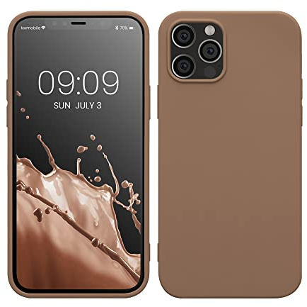 kwmobile Custodia Compatibile con Apple iPhone 12 / iPhone 12 Pro Cover - Back Case per Smartphone in Silicone TPU - Protezione Gommata - color cappuccino